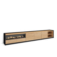 TV-SCHRANK, Lowboard, Eiche Schwarz, Elektrokamin, 310/37/50cm - Eichefarben, Holzwerkstoff (310/50/37cm) - Skraut Home