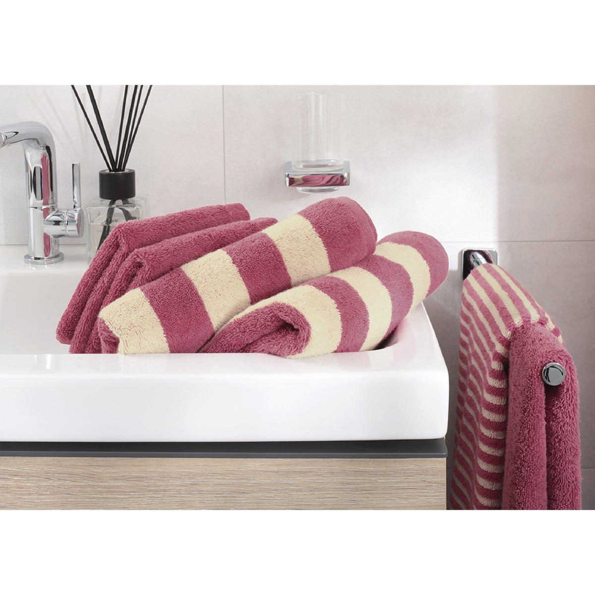 HANDTUCH LINES RINGEL 6255 PEPPER - 33 - Braun, Textil (50/100cm) - Cawoe