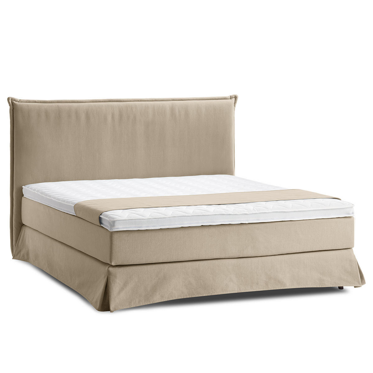BOXSPRINGBETT mit Husse - Beige, Textil (180/200cm) - home24
