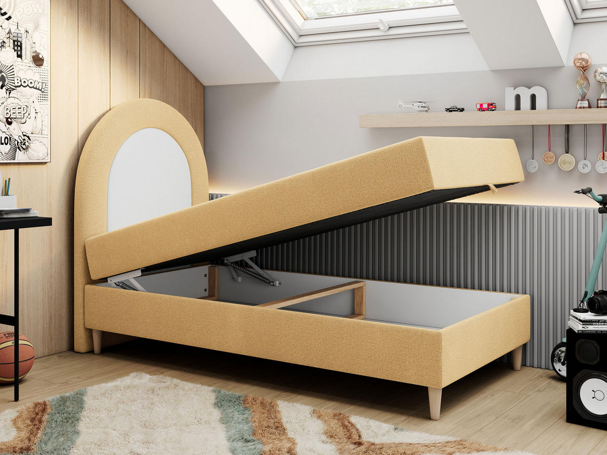 BOXBETT NEST 90/180 Gelb Struktur - H3 - Gelb, Holz/Textil (90/180cm) - MKS