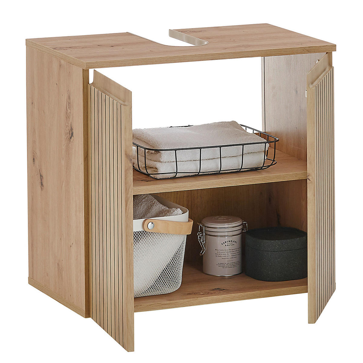 WASCHBECKENUNTERSCHRANK mit Türen - Eiche Artisan, Holzwerkstoff (60/57/36cm) - home24
