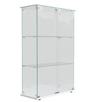 GLASVITRINE Weiß Mit LED, 2 Türen, 3 Regalen & Schloss, Standvitrine - Weiß, Holz (35/123.3/78.5cm)