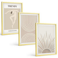 BILDER SET 3er Set - 40x60 cm Goldrahmen - Abstrakte Poster im Boho-Stil in Pastellfarben - Goldfarben, Kunststoff (40/60cm) - TULUP