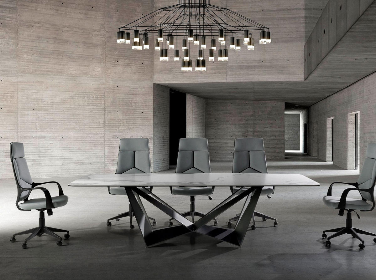 CHEFSESSEL Bürodrehstuhl aus hellgrauem Stoff und schwarzem PVC 63/63/117 cm - Schwarz/Grau, Textil (63/117/63cm) - ANGEL CERDA