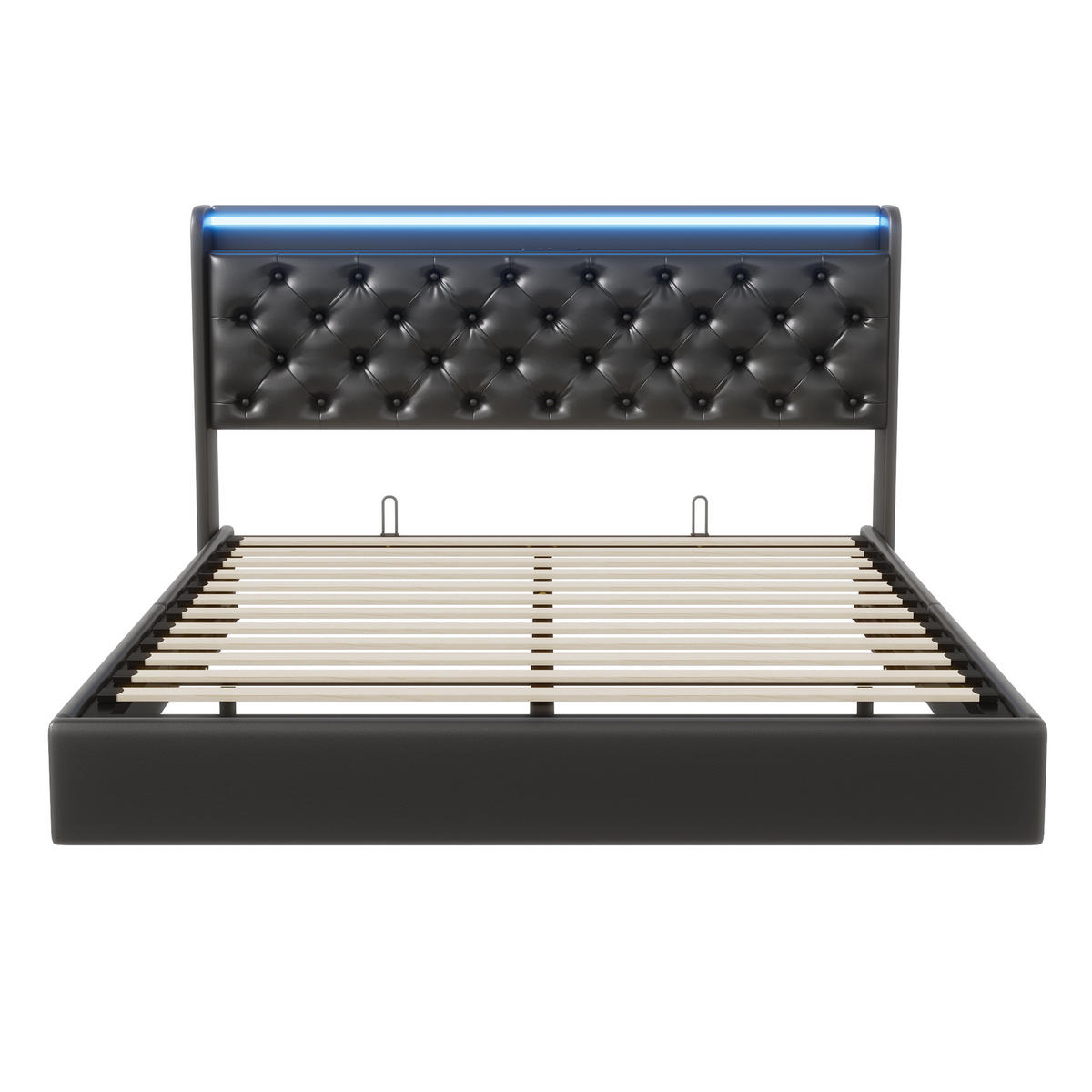 POLSTERBETT 140x200 cm, mit LED, USB & Typ-C, Bettkasten, Schwarz - Schwarz, Holz (140/200cm)