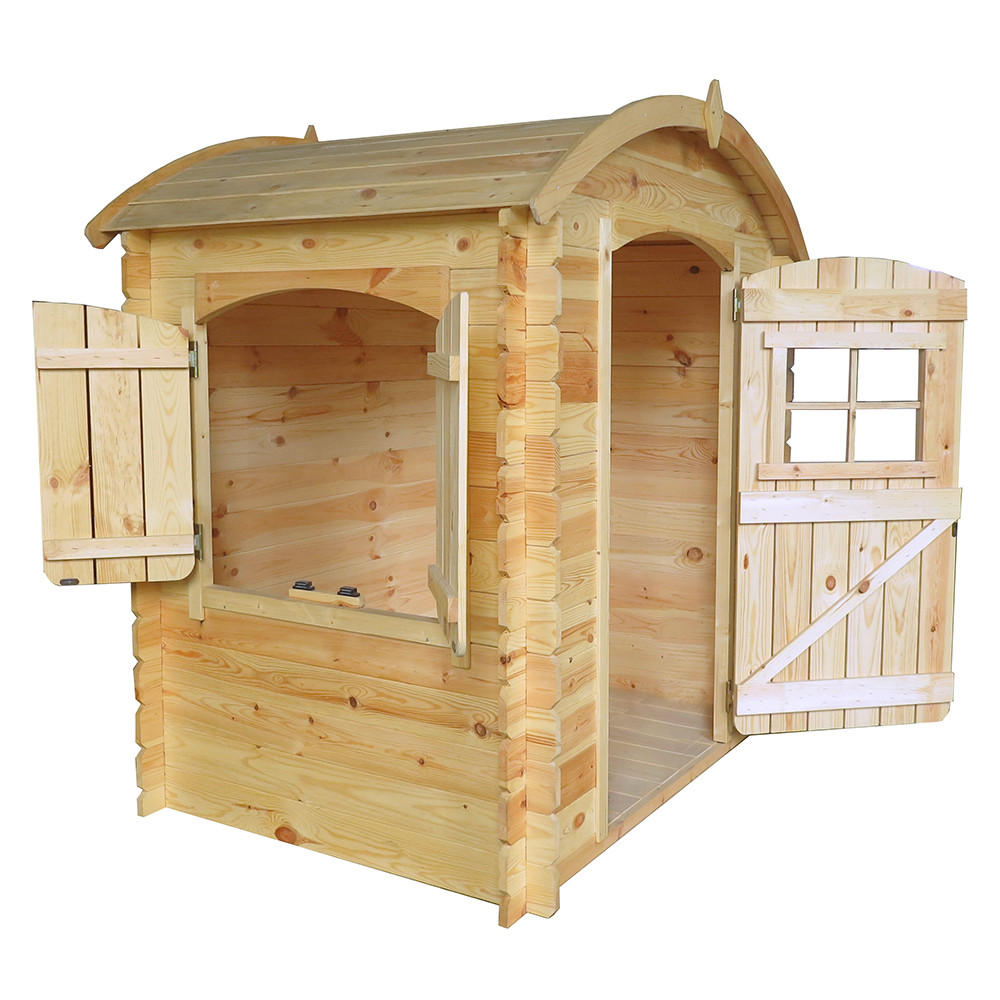 KINDERSPIELHAUS aus Holz MIT BÖDEN - B112xL146xH145 cm/1,1m2 - M505 - Beige, Holz (146/145/112cm) - Timbela