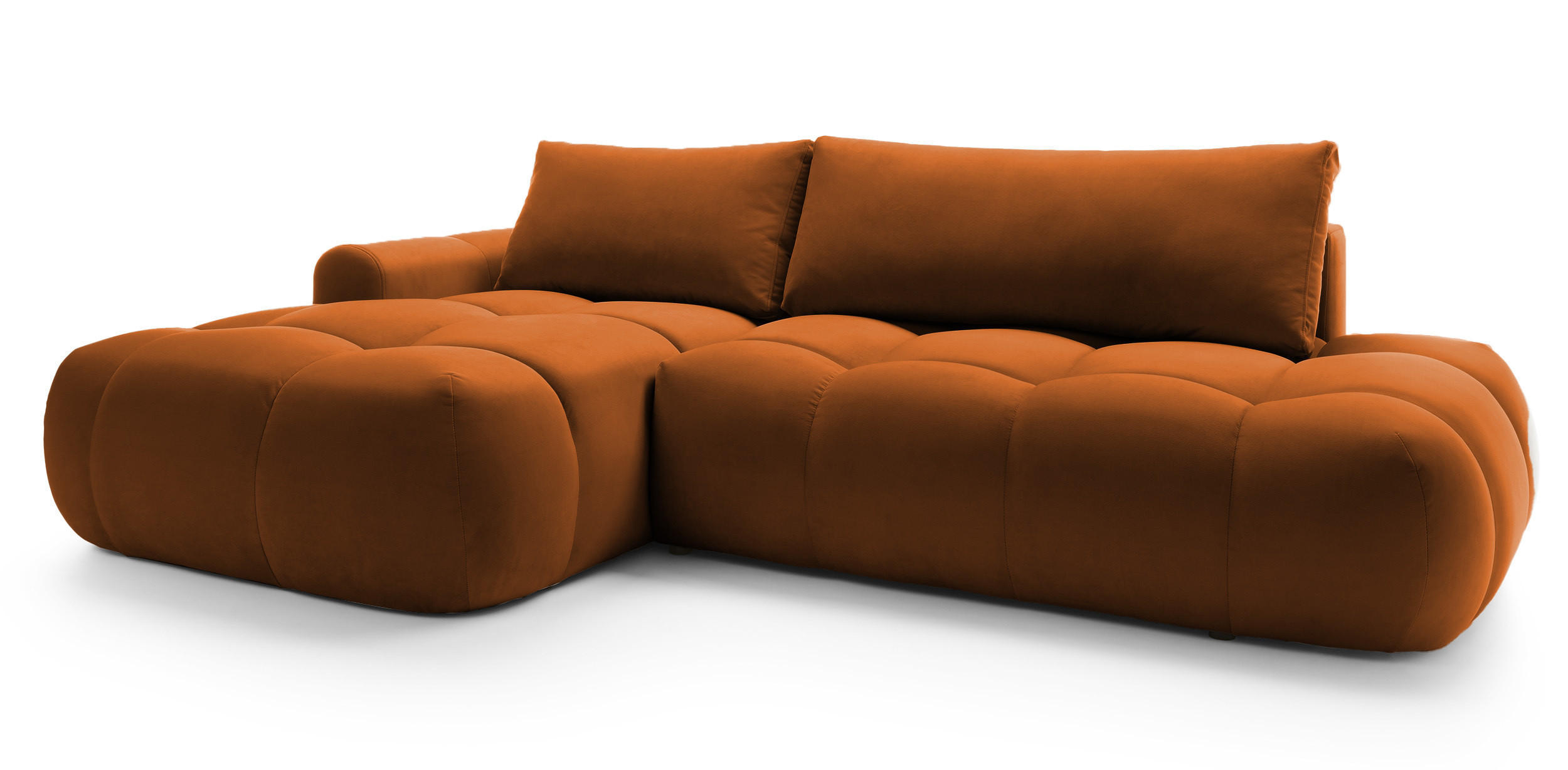 ECKSOFA Ombo Kupferbraun Velours 280 cm - Schwarz/Kupferfarben, Kunststoff/Textil (284/167cm) - Selsey