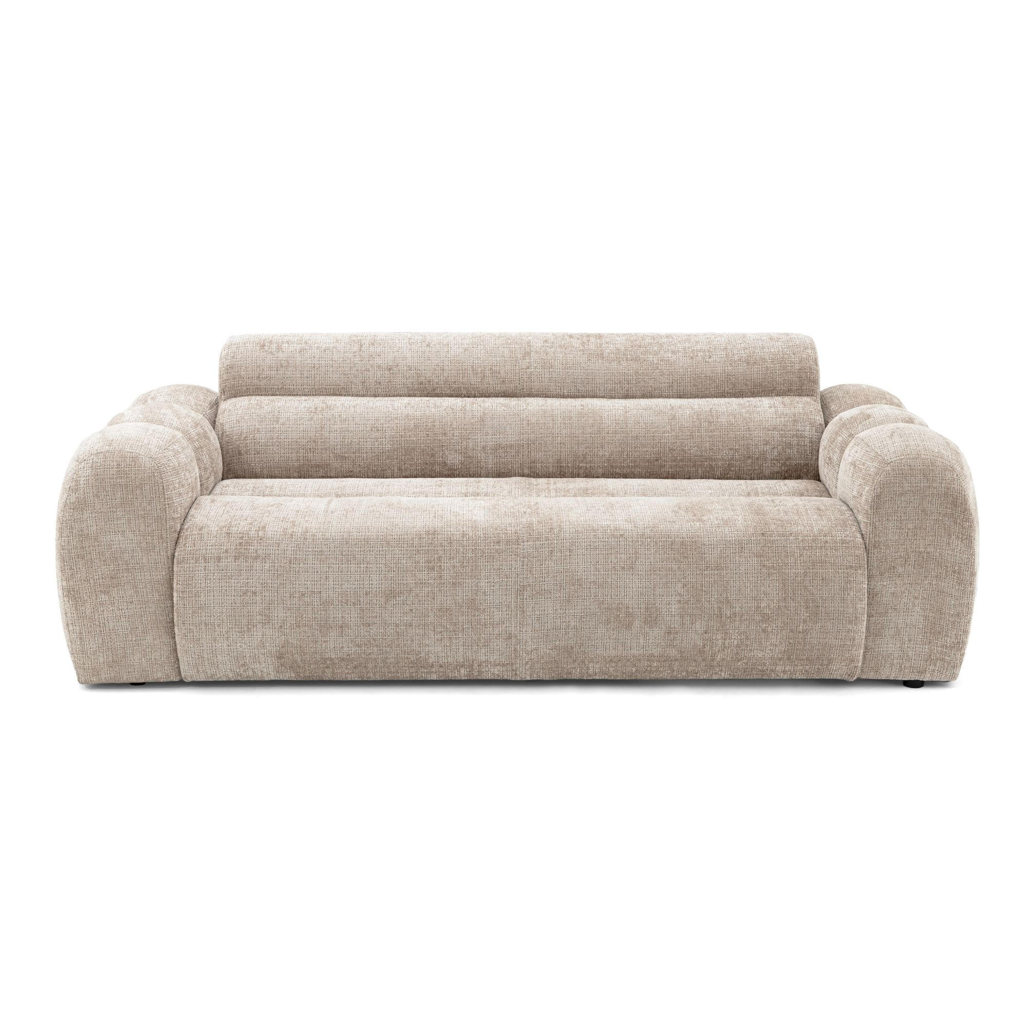 2-SITZER modulares Sofa VEER, Breite 213 cm Chenille Webstoff Beige - Beige/Schwarz, Holz/Kunststoff (213/75/95cm) - Muffo