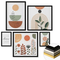 WANDBILDER 5er-Set - 50x50 cm & 20x30 cm & 40x60 cm Schwarzer Rahmen - Abstrakte Berglandschaften - Schwarz, Kunststoff (40/60cm) - ArtPrintCave