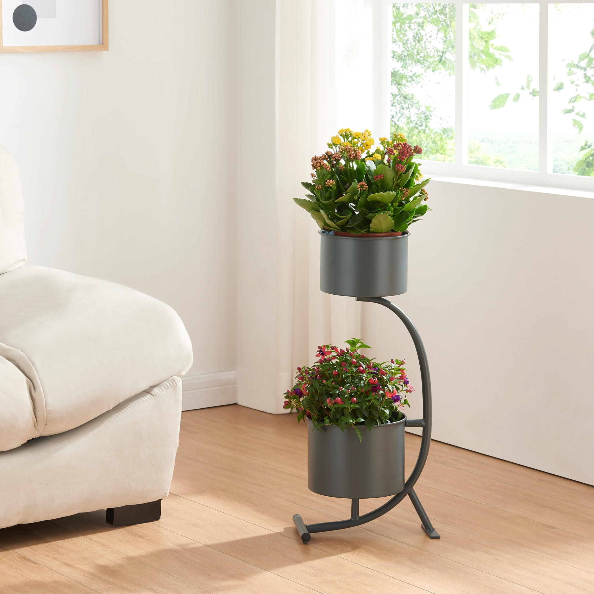 PFLANZENSTÄNDER Almelo - Schwarz, Metall (63cm) - [en.casa]