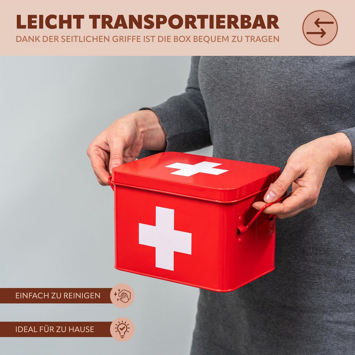 MEDIZINBOX, rot, Metall - Rot, Metall (22.5/15.5/16.5cm) - eluno