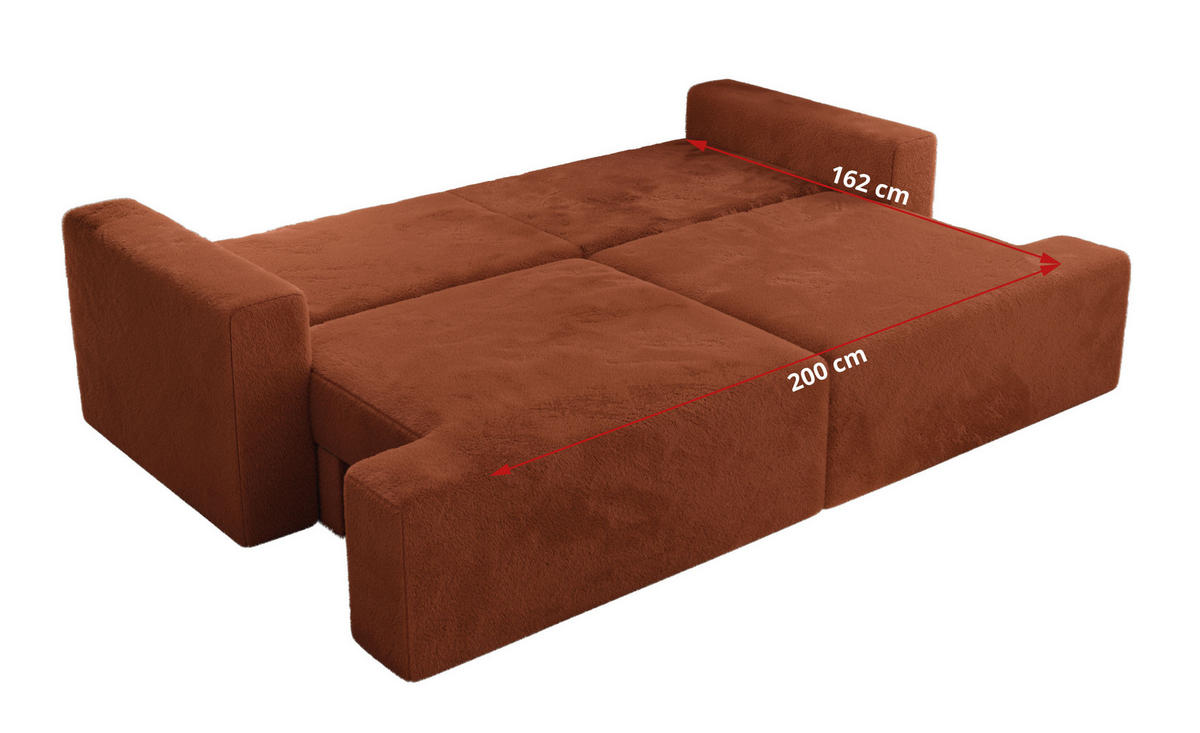 4-SITZER SOFA VIRELLA Orange Plüsch - Schwarz/Orange, Textil (240/88/115cm) - MKS