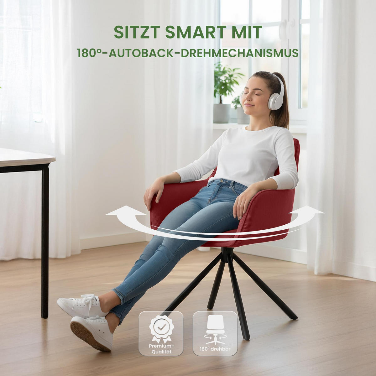 ARMLEHNENSTUHL Cord Bordeauxrot - Bordeaux/Schwarz, Textil/Metall (58/84/59cm) - CLP