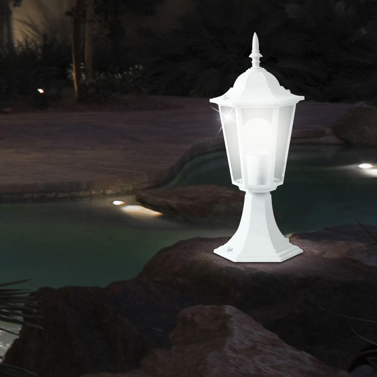 WEGELEUCHTE Design Stehlaterne Weiß - Weiß, Glas (17/17/40.3cm)