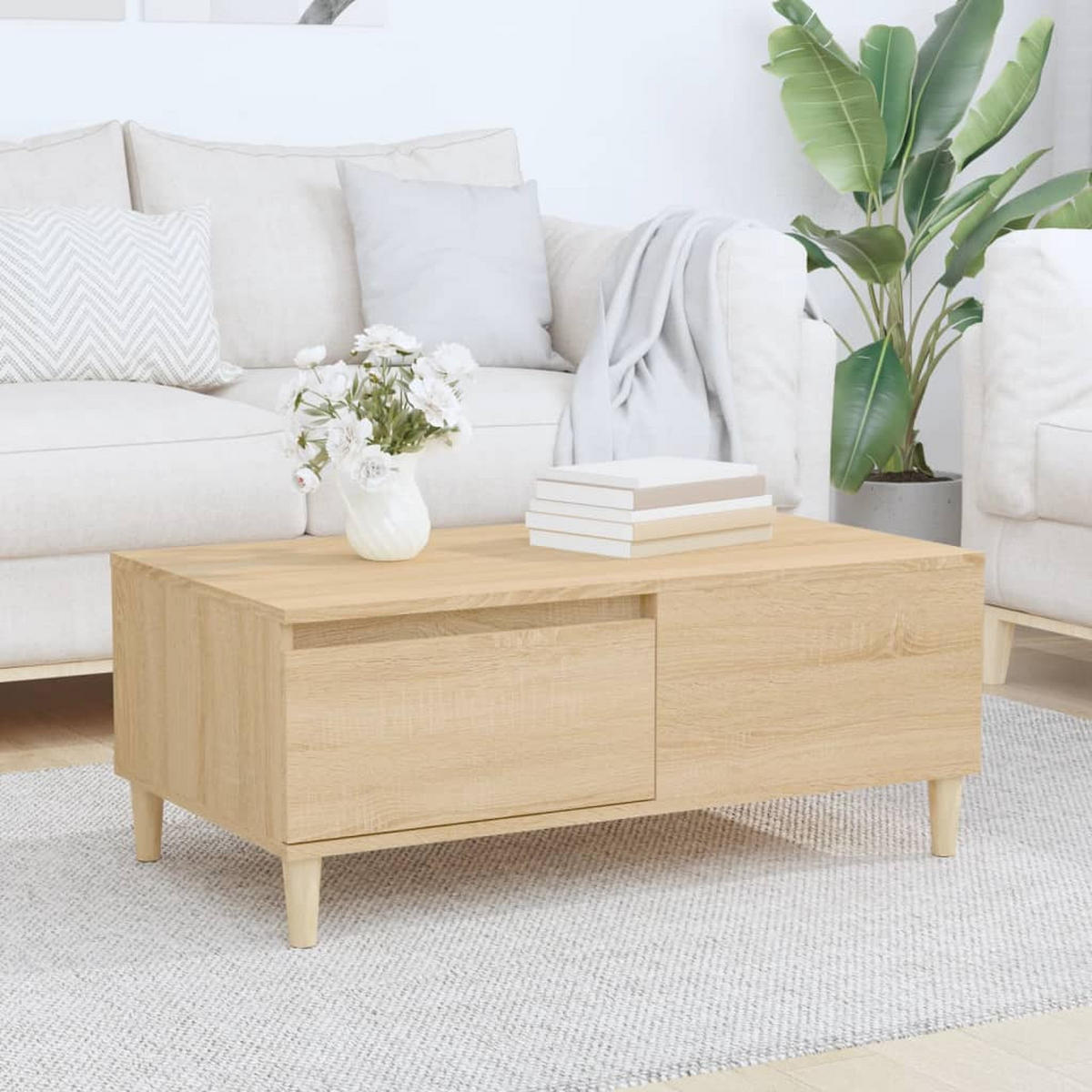 COUCHTISCH Sonoma-Eiche 90x50x36,5 cm Holzwerkstoff - Braun, Holzwerkstoff (90/50/36.5cm) - furnicato