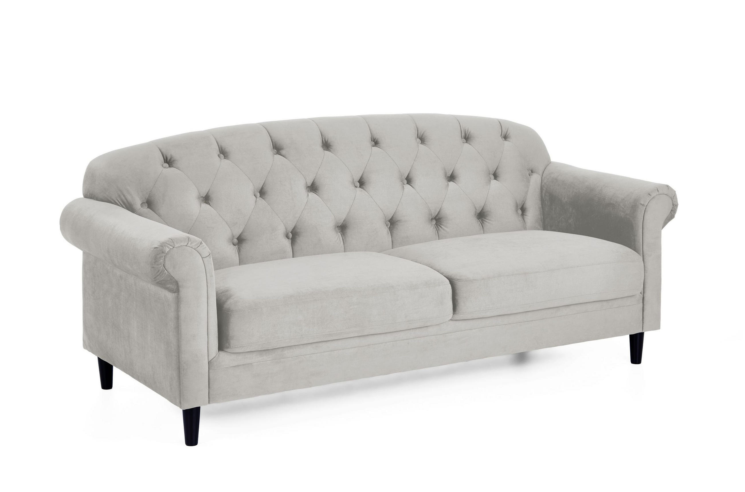 SOFA Carla Samt Silbergrau - Grau, Textil (210/85/88cm) - ATLANTIC home collection