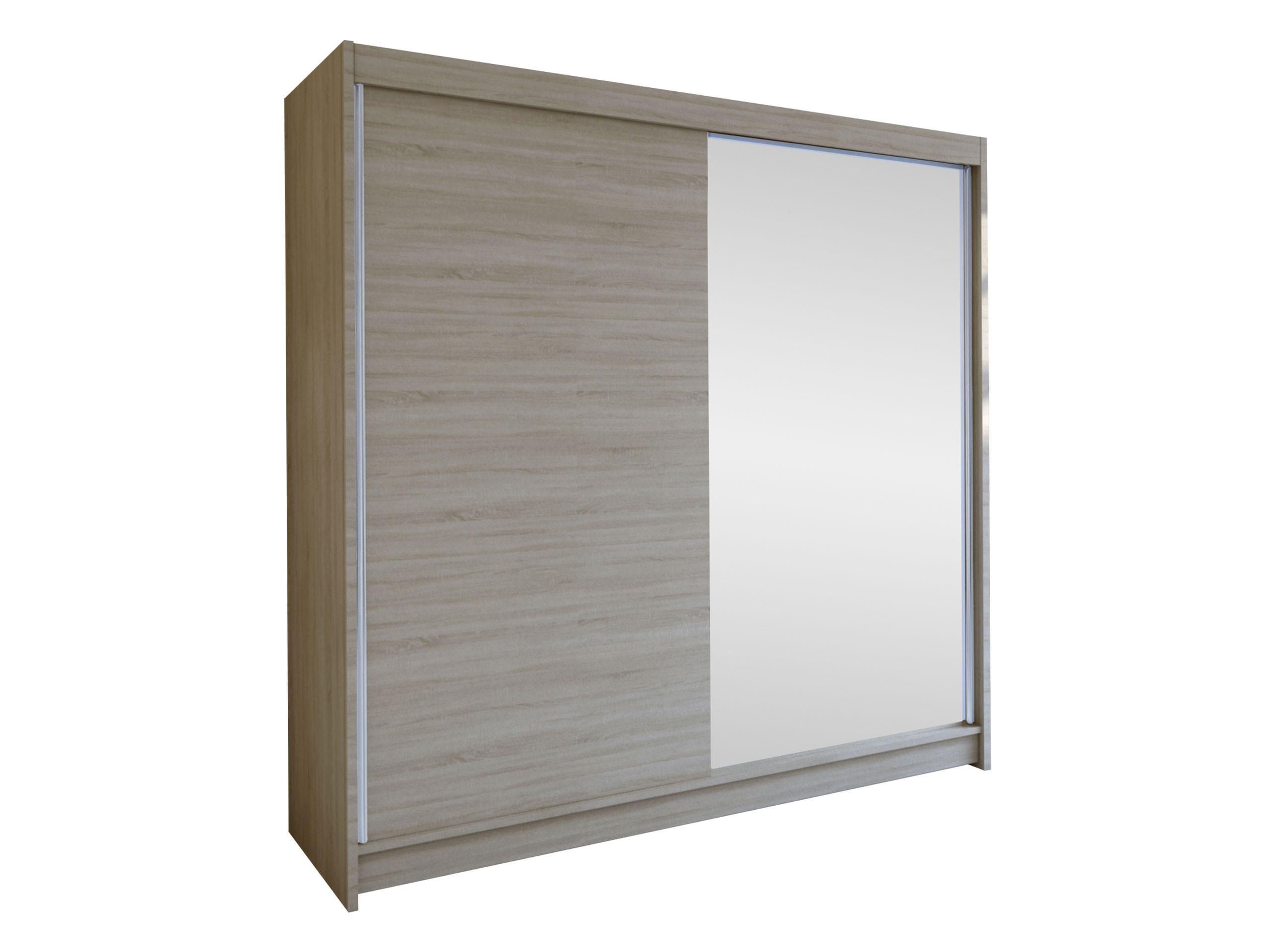 SCHWEBETÜRENSCHRANK Talin I - Silberfarben/Sonoma Eiche, Holzwerkstoff/Metall (180/215/58cm) - MIRJAN24