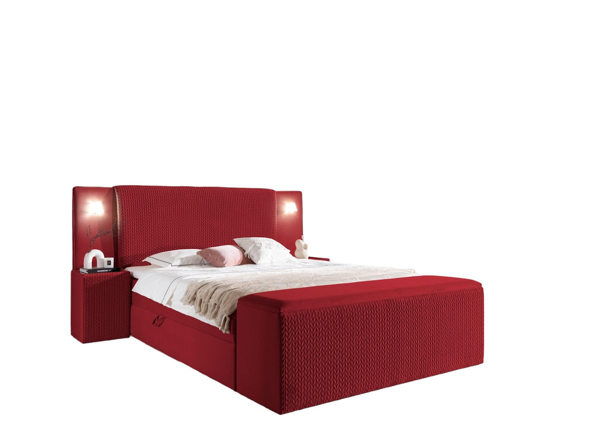 BOXBETT Marten überlänge Set.4 - Rot, Holzwerkstoff/Textil (140/220cm) - Fun Möbel