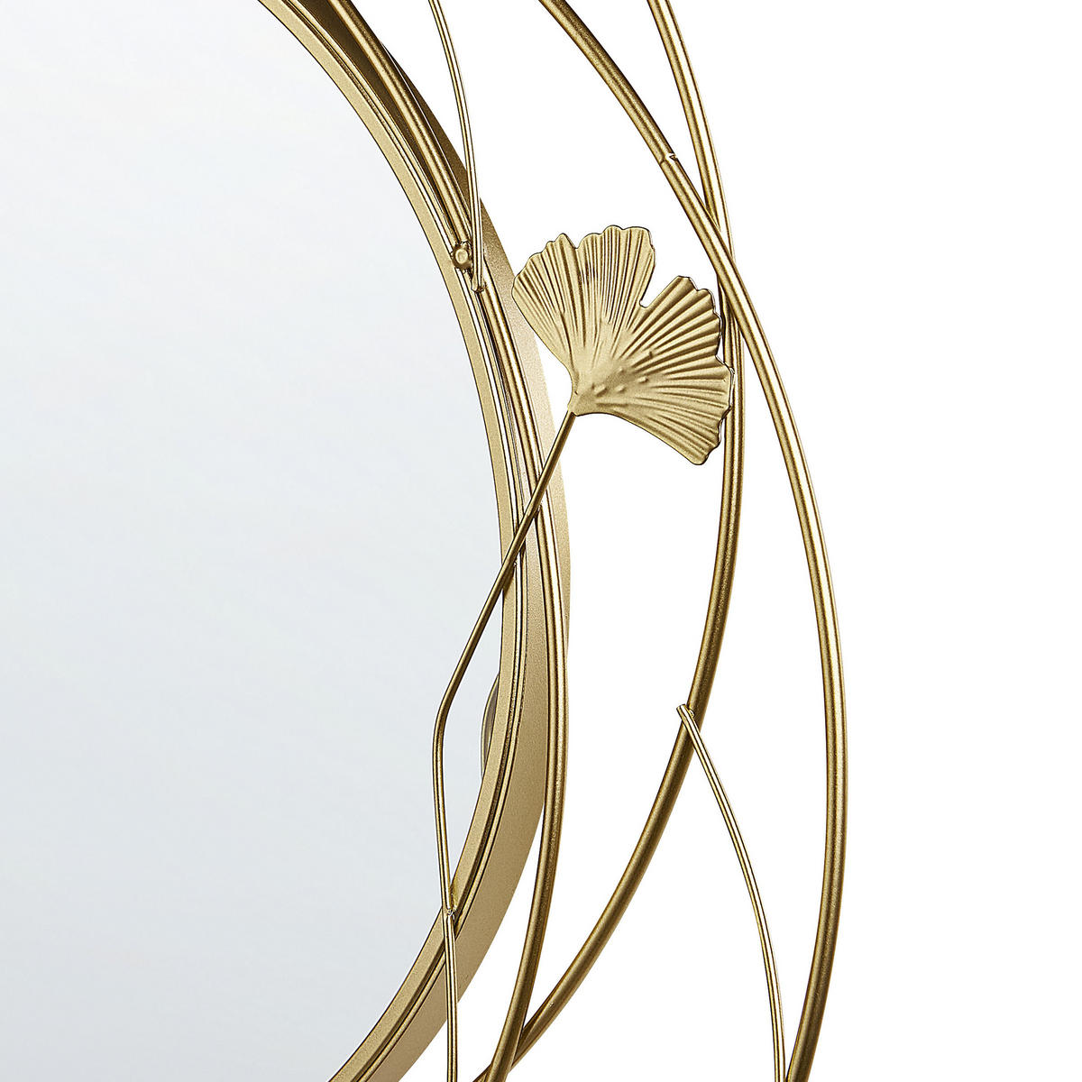 WANDSPIEGEL gold 47 cm Ginkgo-Verzierung Anglet - Goldfarben, Metall (47/45/4cm) - Beliani
