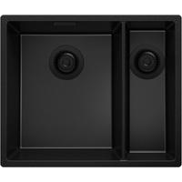 UNTERBAUSPÜLE GRANIT London Duo, 2-er set Alles Schwarz 56/47 cm 1,5 Becken + Ablauf-Set ab 60er Unterschrank - Schwarz, Kunststoff (56/20/47cm) - Primagran