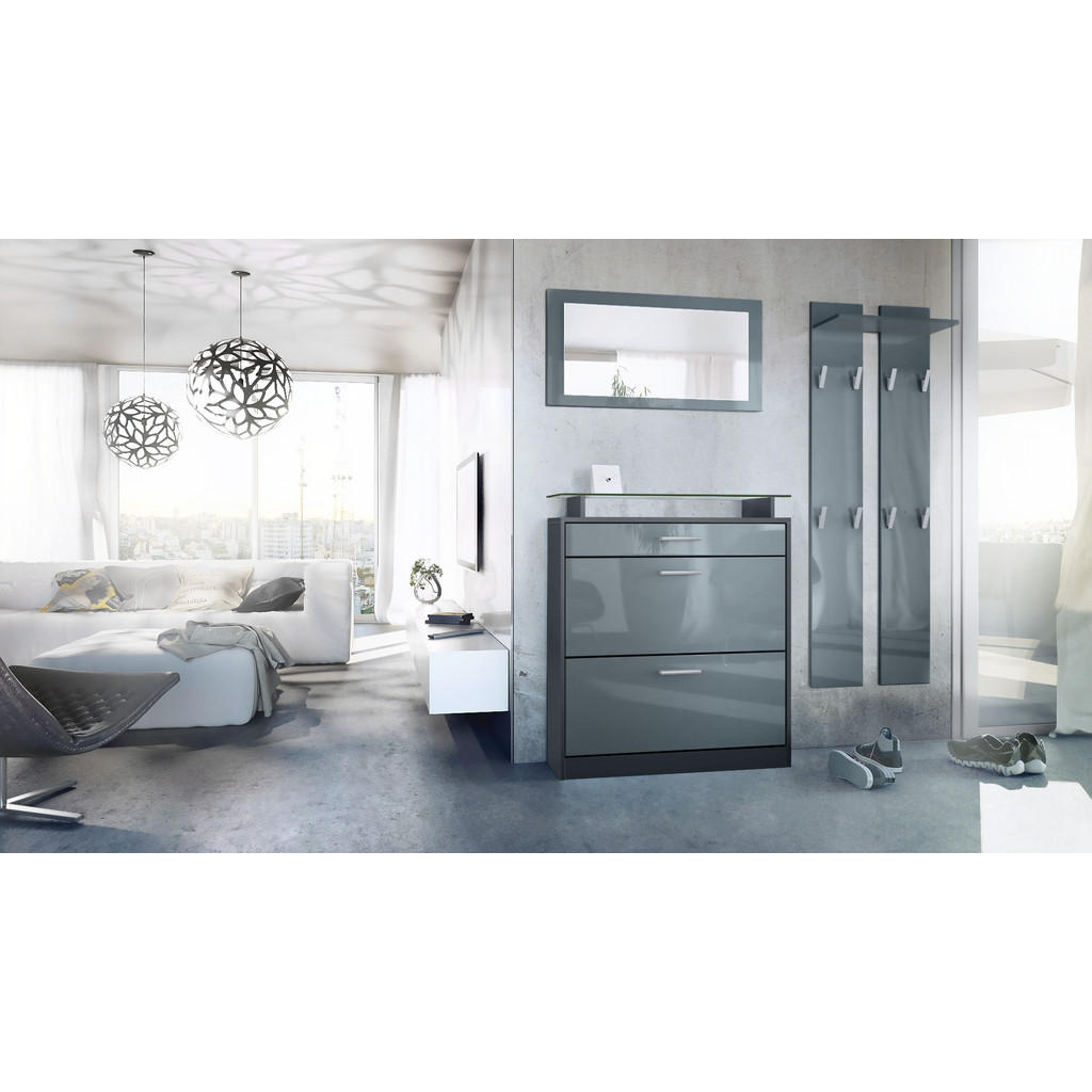 Thumbnail - Vladon Garderobe, Grau, Holzwerkstoff, 180x200x23 cm, Garderobe, Garderoben-Sets & Serien, Garderoben-Sets
