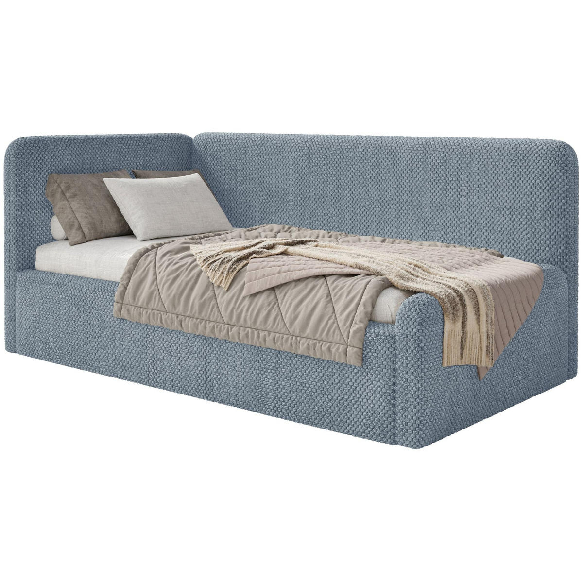 JUGENDBETT Fanko Plüsch Blau 90x200 cm - Blau/Schwarz, Kunststoff/Textil (90/200cm) - Selsey