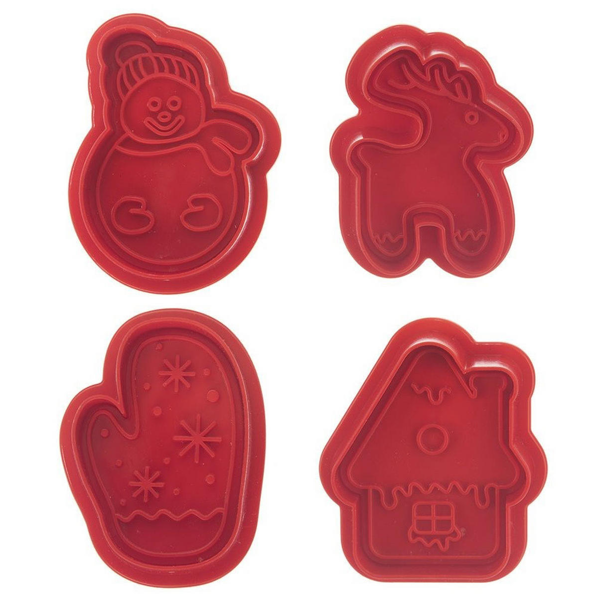 AUSSTECHFORMEN-SET Weihnachten Stempel 4-teilig Rot - Rot, Kunststoff (5/5/6.5cm) - Orion 