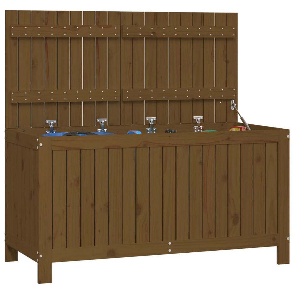 GARTENTRUHE Honigbraun 121x55x64 cm Massivholz Kiefer - Braun, Holz (121/64/55cm) - furnicato