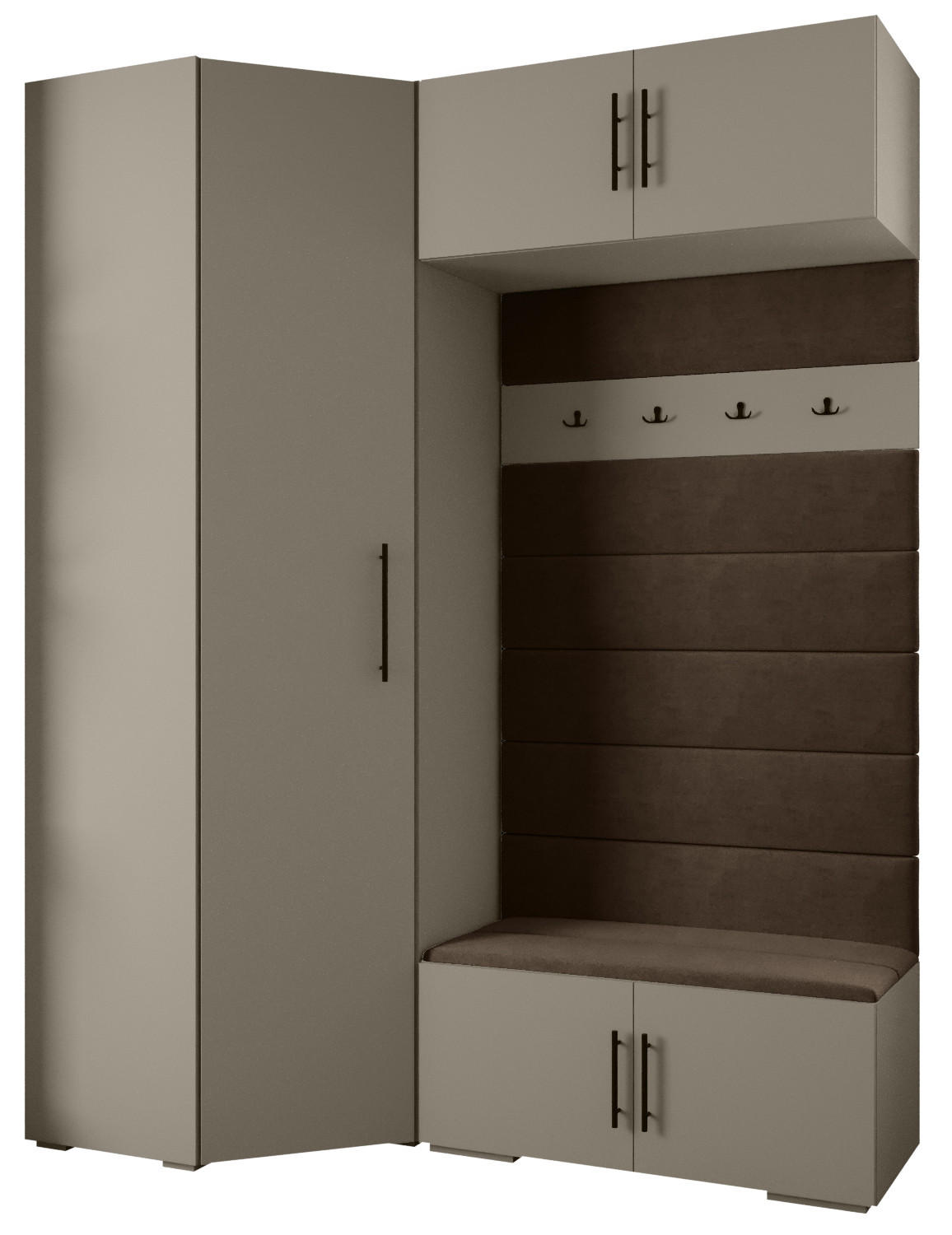 Abiks Möbel Garderoben-Set Kaschmir, Braun, Schwarz 181.7x236.7x47 cm