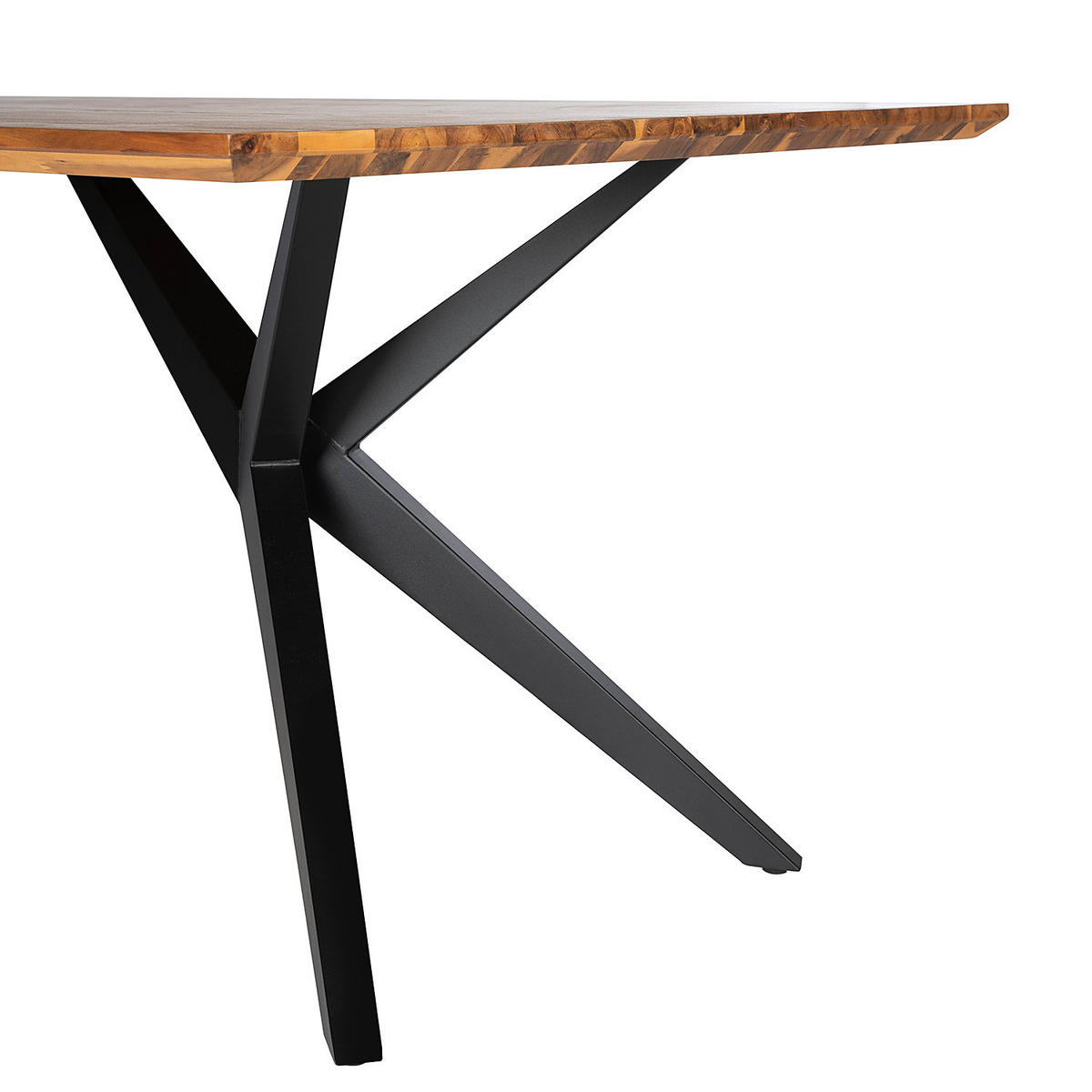 ESSTISCH - Akazie massiv / Eisen - Akazie / Schwarz - Akaziefarben, Holz (100/220/75cm) - home24