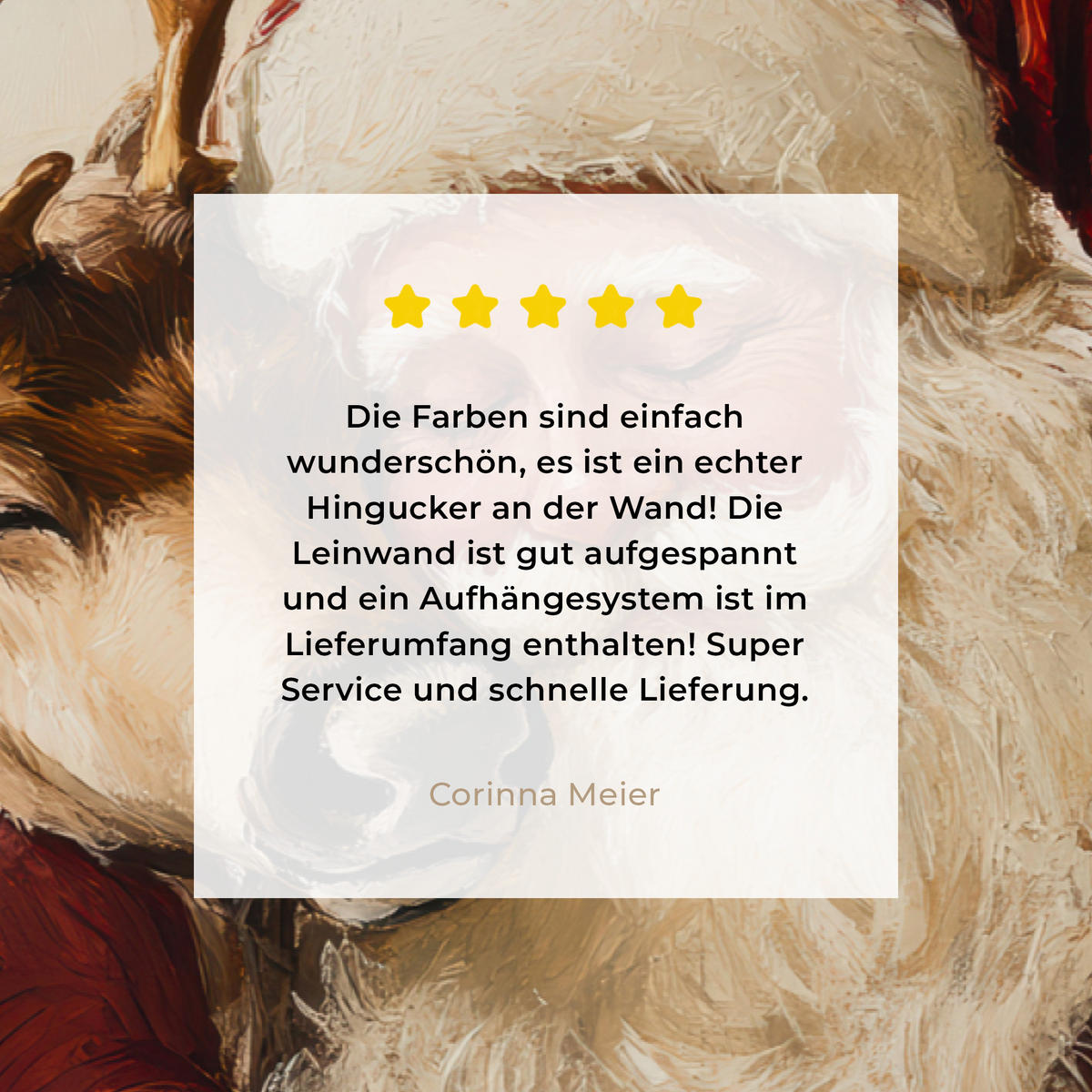 LEINWANDBILD Weihnachtsmann - Rentier - Weihnachten Groß 140x90 cm - Rotbraun, Textil (140/90cm) - MuchoWow