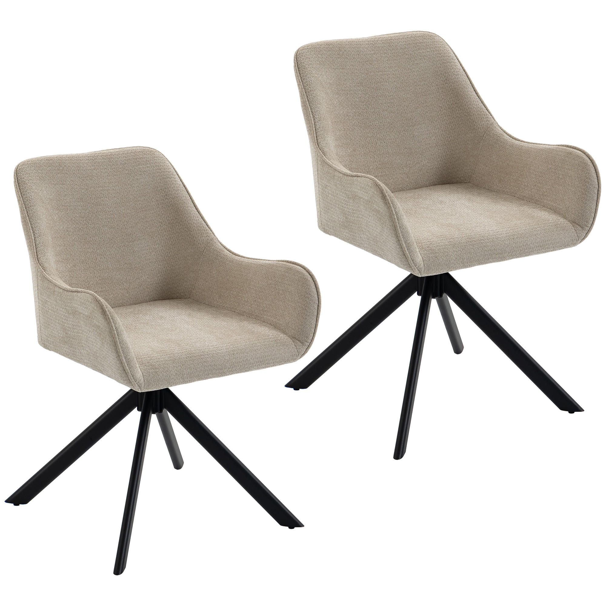 MATSALSSTOLAR, 2-set, polyester och metall, beige - Beige/Svart, Textil/Metall (55/82/60cm) - HOMCOM