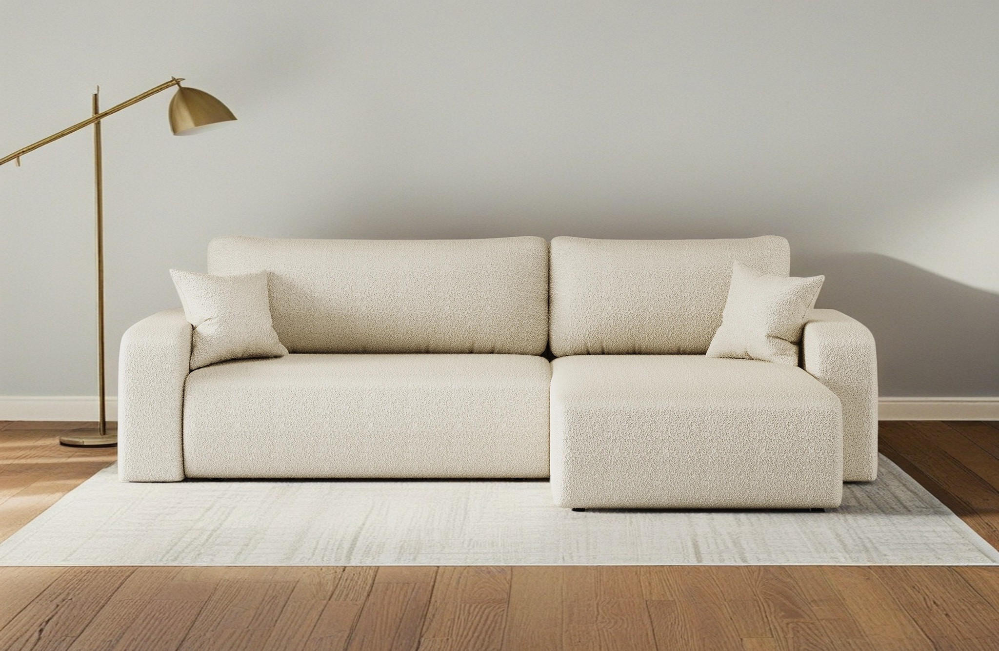 SCHLAFSOFA MILANO XL Und Bettkasten Stoff Quelle Ecru Rechts - Ecru, Holz (274/82/145cm) - Kaiser Möbel