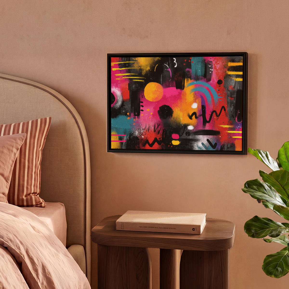 LEINWAND Bilder mit Rahmen - Farbflächen - Formen - Bunt - Abstrakt - 40x30 - Pink, Textil (40/30cm) - MuchoWow