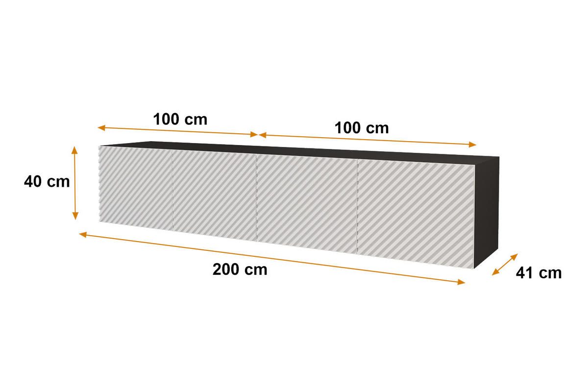 LOWBOARD ZENO-W 2x100x40x41 cm - Schwarz / Weiß - Weiß, Holzwerkstoff (200/40/41cm) - ALTDECOR