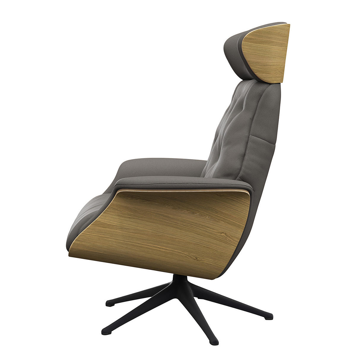 RELAXSESSEL - Echtleder - Schwarz/Grau, Leder/Metall (83/118/83cm) - home24