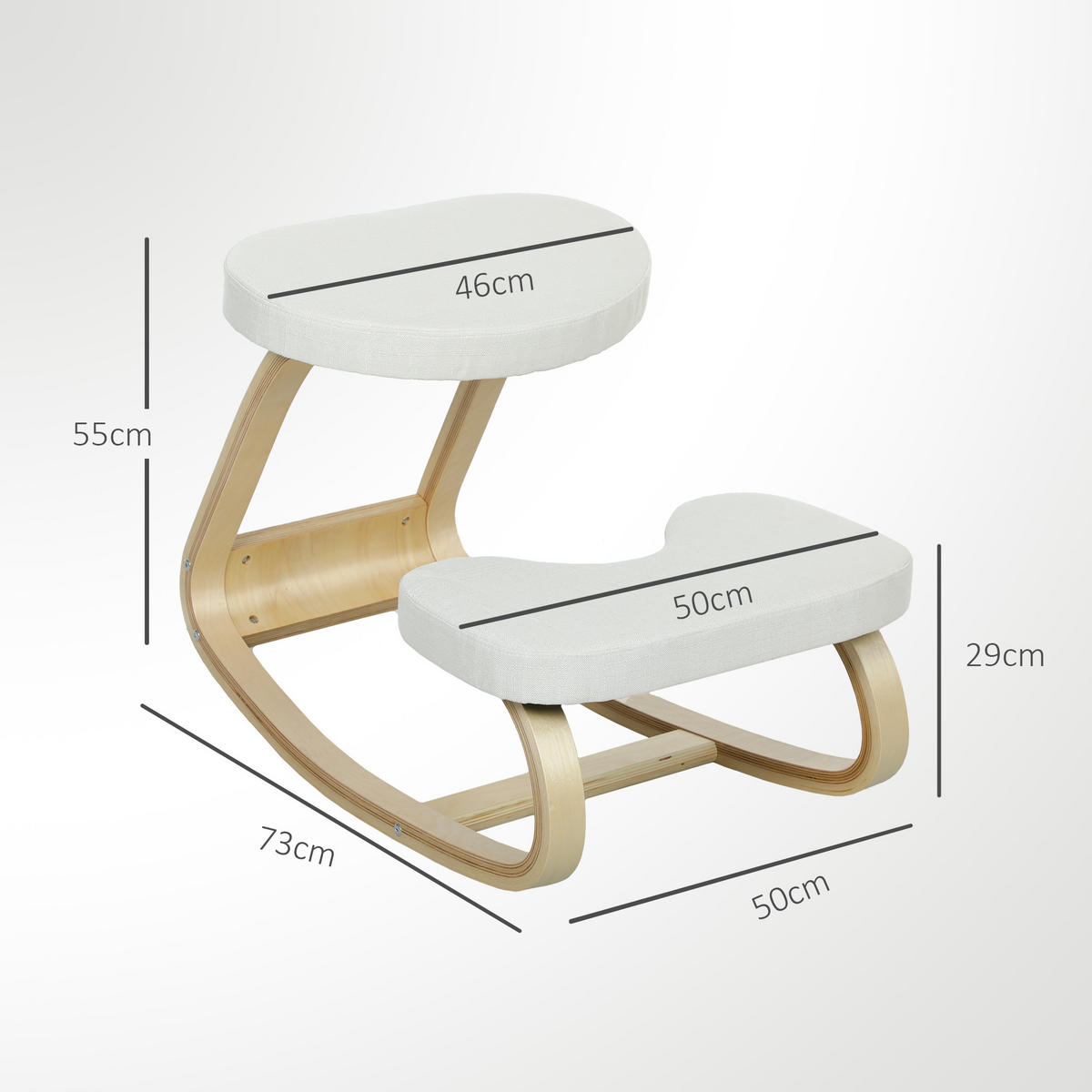 KNIESITZ DE-11774 50/73/55 cm Creme - Creme, Holz (50/55/73cm) - ComfortXL