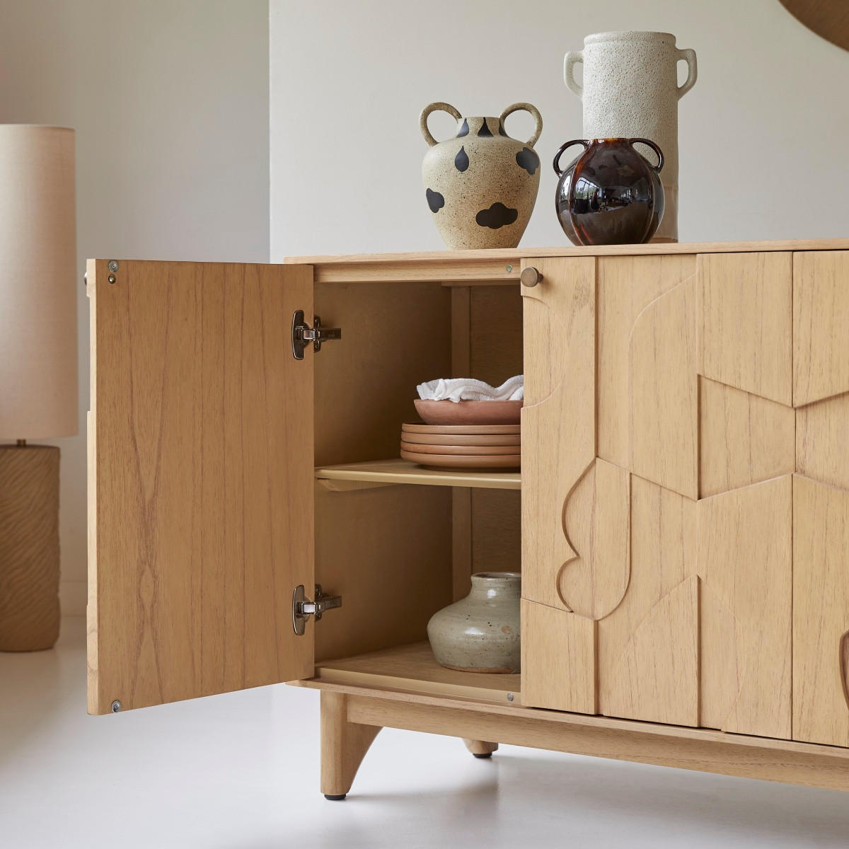 SIDEBOARD Otho Natur aus Helles Mindiholz - Naturfarben, Holz (162/78/43cm) - Tikamoon