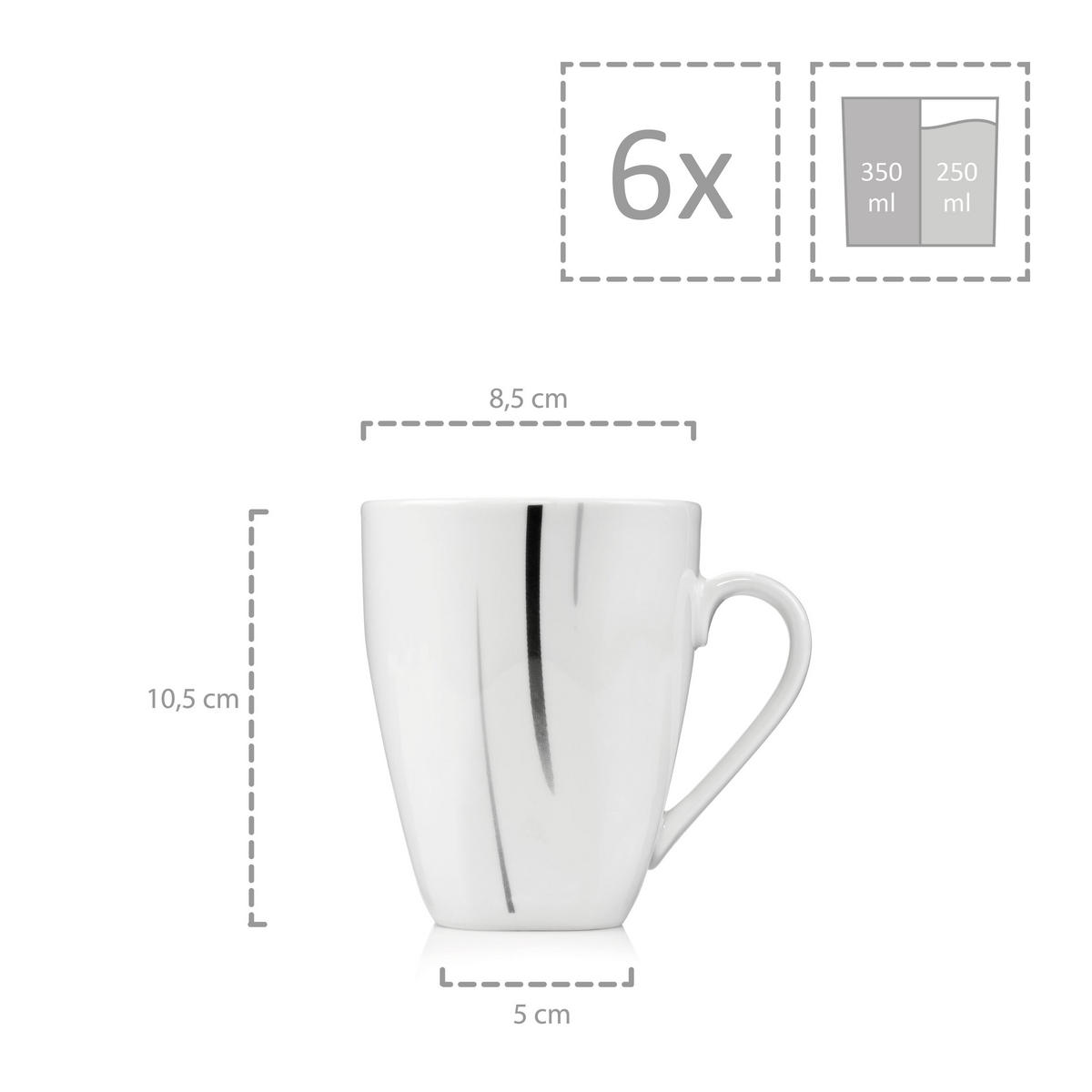 KAFFEEBECHEER SET BILGOLA BLACK LINES - 6 teilig aus Porzellan - Weiß, Keramik (32/18.5/23cm) - Sänger