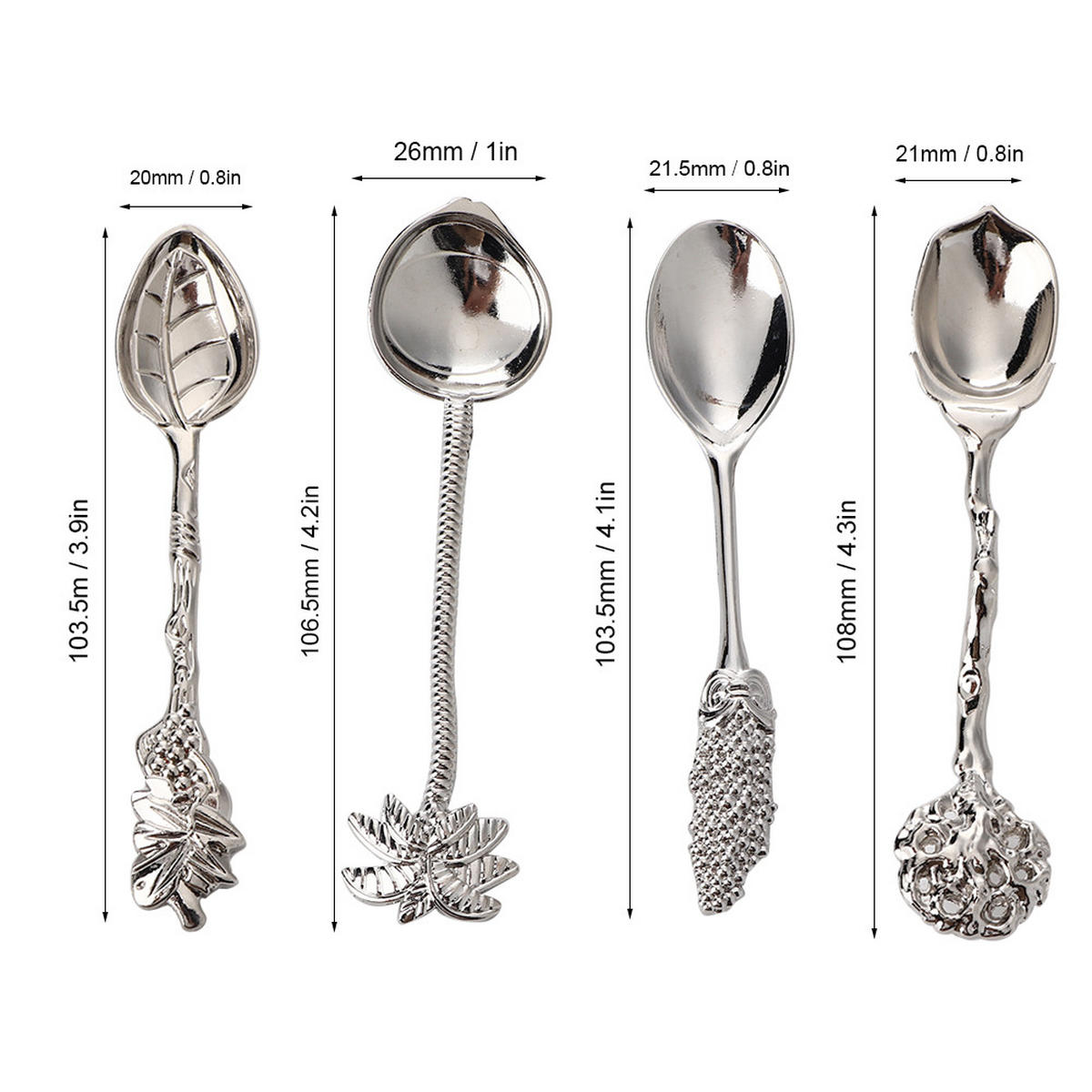 BESTECK-SET 8-teilige Kaffeelöffel-Set Zinklegierung - Silberfarben, Metall