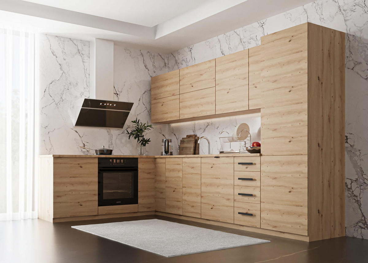 WINKELKÜCHE 330 x 210 cm Aspen K53-M330 - Eiche Artisan, Holz (330/212/210cm)