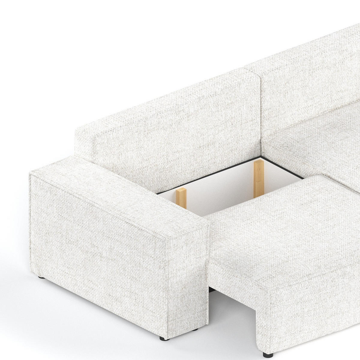 ECKSOFA SENSO mit Schlaffunktion Creme im Neve Stoff - Creme/Schwarz, Holz/Holzwerkstoff (255/148cm) - AltaBeds