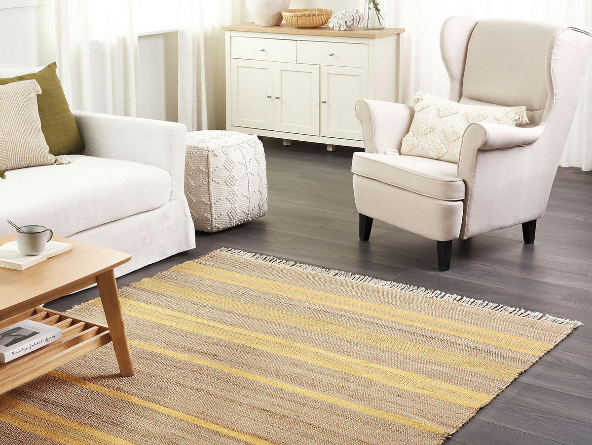 TEPPICH geflochten Talpur 230/160 cm - Beige, Naturmaterialen (160/230cm) - Beliani