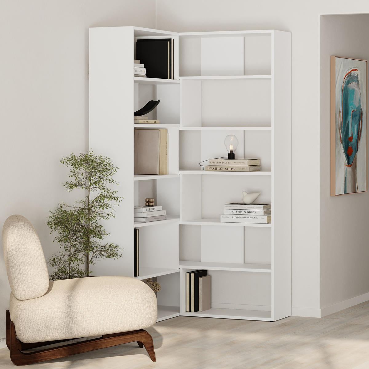 BÜCHERREGAL Molly Nr. 4 Weiß 94/30/179 cm - Weiß, Holzwerkstoff (93.6/178.6/29.6cm) - Decortie