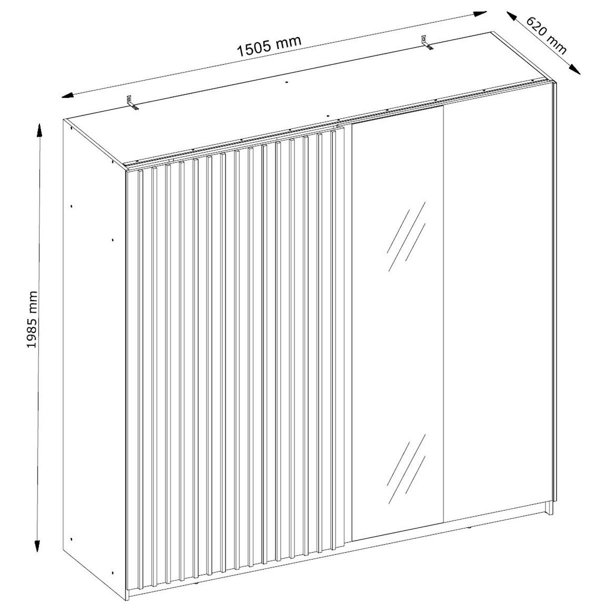 SCHWEBETÜRENSCHRANK Dalia weiß - artisan eiche 150 / 63,5 / 198,5cm - Weiß/Braun, Holz/Holzwerkstoff (150/199/64cm) - Feldmann-Wohnen