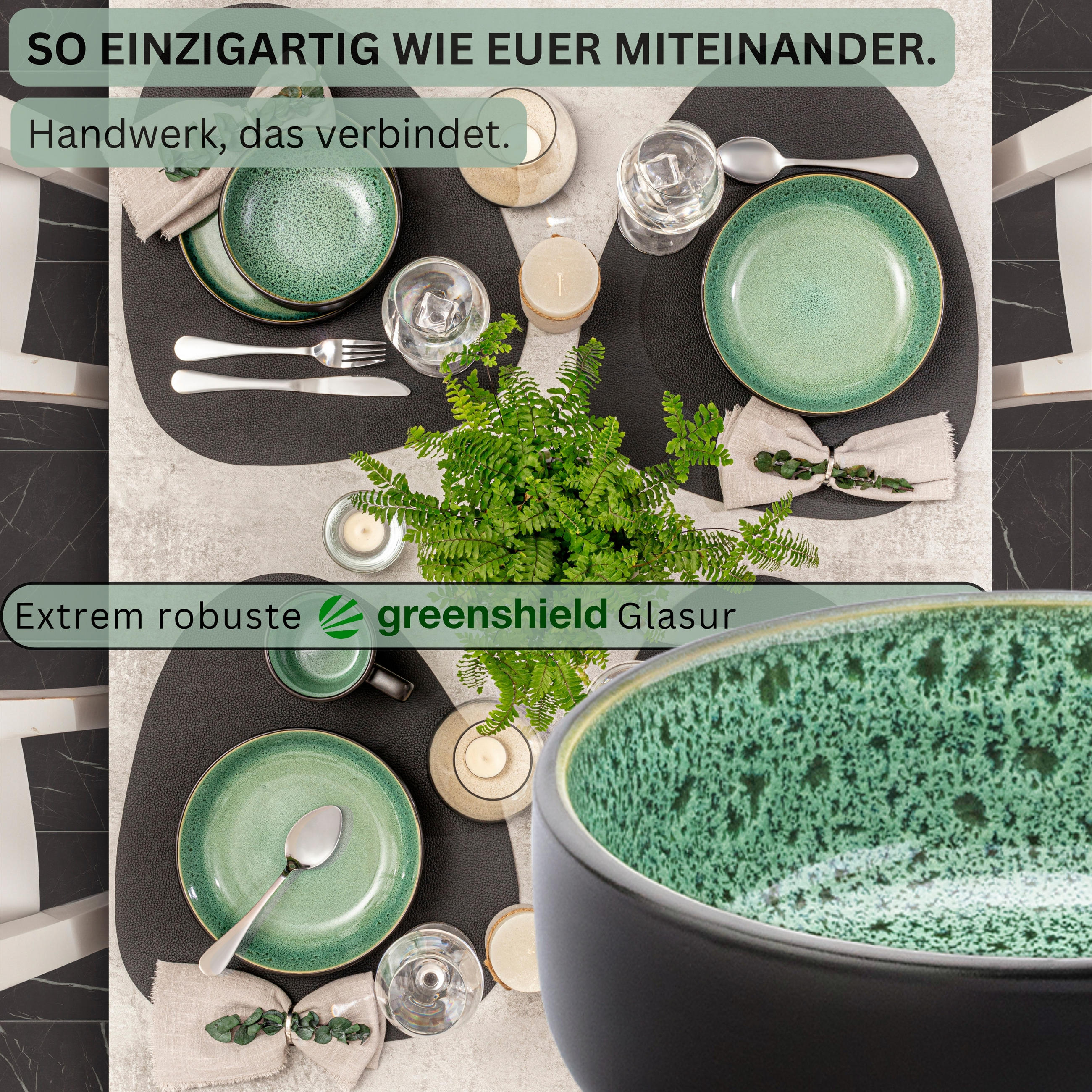 Thumbnail - Sänger Schalen, Grün, Stein, 6-teilig, 0.55 L, Rund, 16.3x6.3x16.3 cm, kratzfest, Essen & Trinken, Geschirr, Schalen & S...