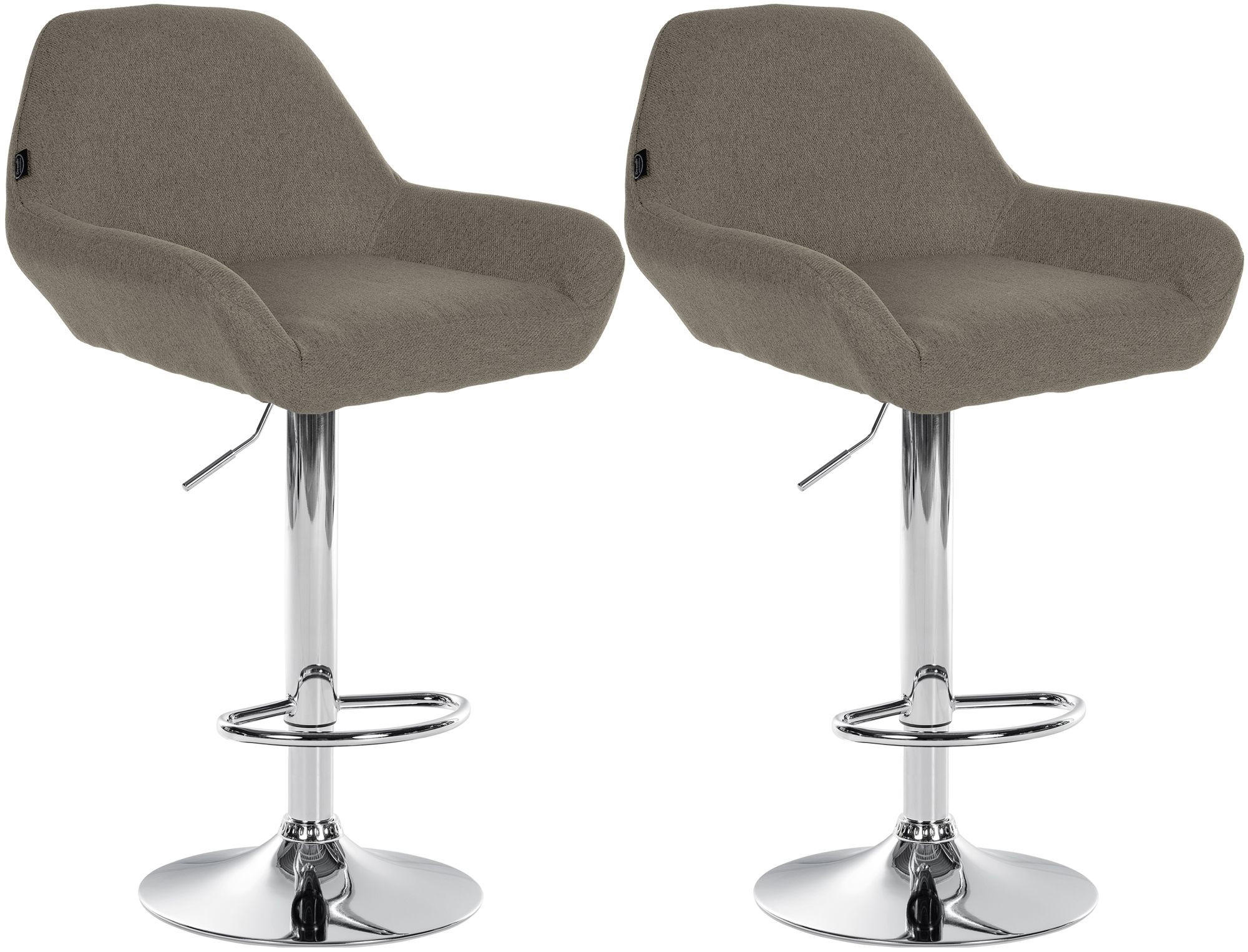 BARHOCKER 2 Stoff Taupe - Taupe/Chromfarben, Textil/Metall (51/89/52cm) - CLP