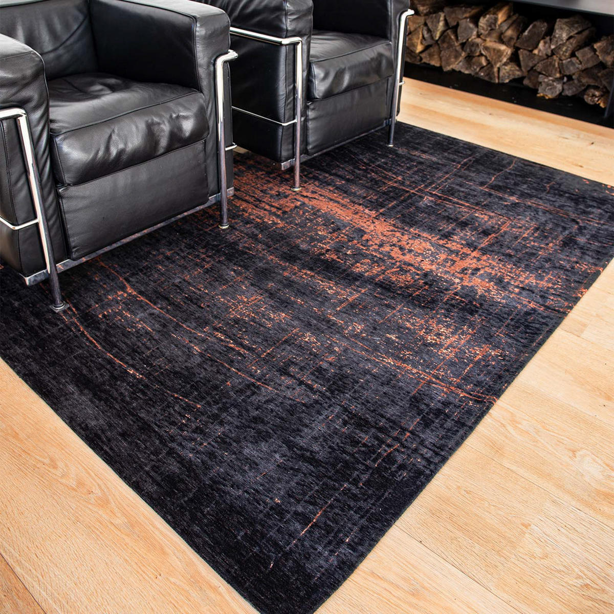 TEPPICH Soho Copper Mad Men 140/200 cm - Schwarz, Textil (140/200cm) - Louis De Poortere