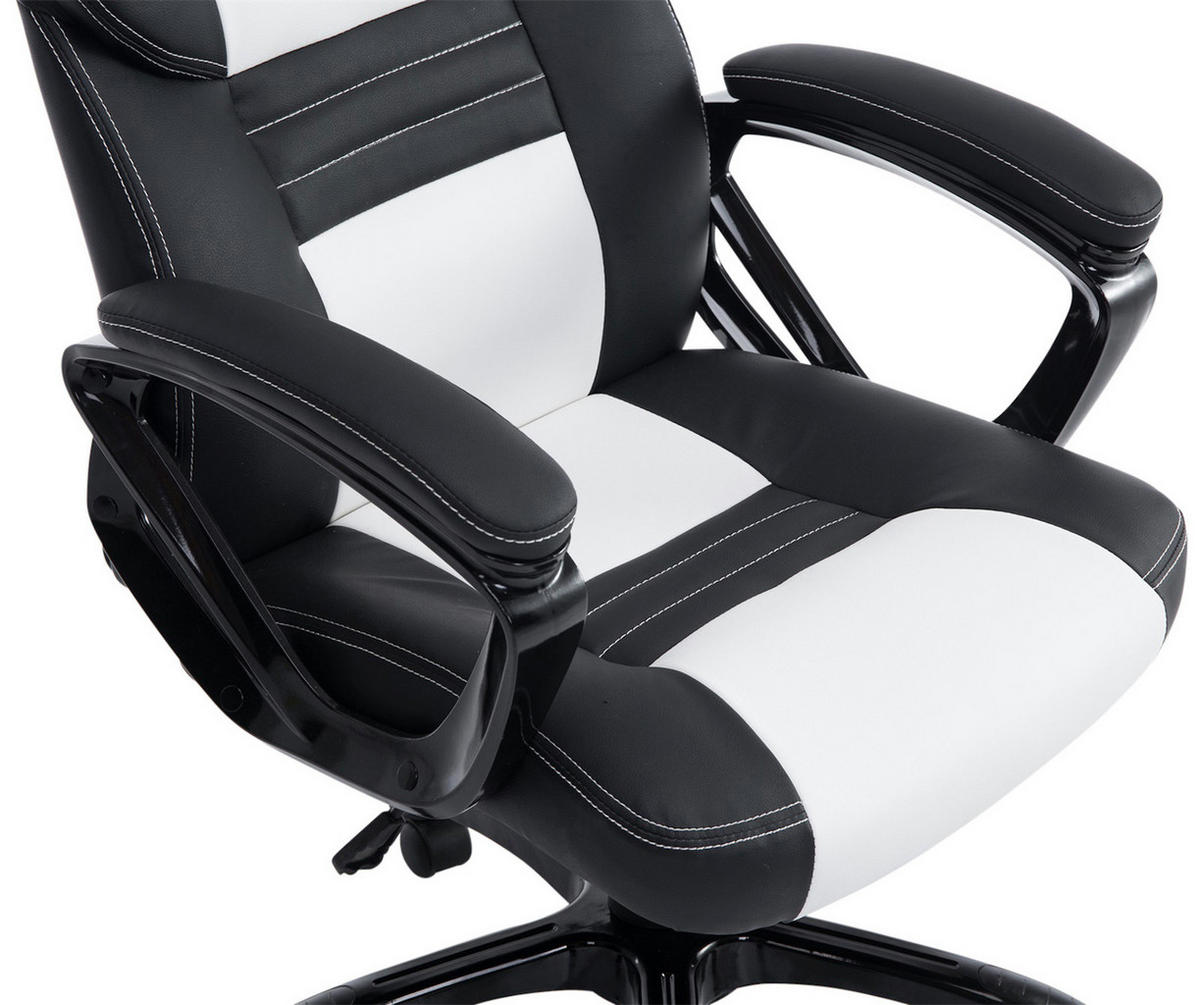 BÜROSTUHL Peso, Kunstleder Schwarz/Weiß - Weiß, Kunststoff/Textil (65/124/70cm) - TPFLiving