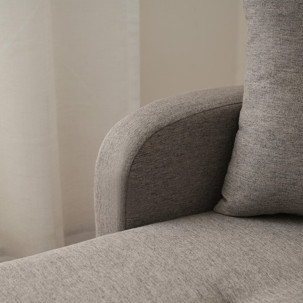 ECKSOFA 166x118x77cm Baumwoll-Leinen Chaiselongue 3-Sitzer - Grau, Holz (107.95/52.07cm) - FLIEKS